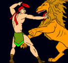 Dibujo Gladiador contra león pintado por usxytscmjr7yd3troir3sjsam