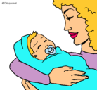 Dibujo Madre con su bebe II pintado por abigail