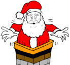 Dibujo Papa Noel en la chimenea pintado por abi