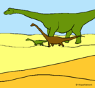 Dibujo Familia de Braquiosaurios pintado por Gabi