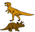 Dibujo Triceratops y tiranosaurios rex pintado por saoc
