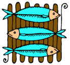 Dibujo Pescado a la brasa pintado por abigail