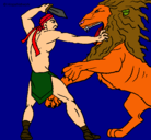 Dibujo Gladiador contra león pintado por LUCASARGUINZONIZ