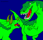 Dibujo Lucha de dinosaurios pintado por jimena