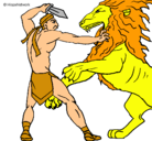 Dibujo Gladiador contra león pintado por karina