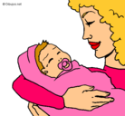Dibujo Madre con su bebe II pintado por carolina