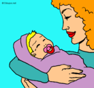 Dibujo Madre con su bebe II pintado por crisanti