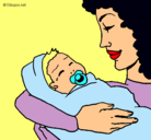 Dibujo Madre con su bebe II pintado por lorena