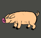 Dibujo Cerdo con pezuñas negras pintado por sebas