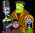 Dibujo Familia de monstruos pintado por kike