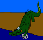 Dibujo Aligátor entrando al agua pintado por panchi