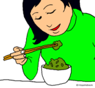 Dibujo Comiendo arroz pintado por afckfjg