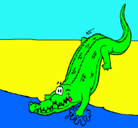 Dibujo Aligátor entrando al agua pintado por maite