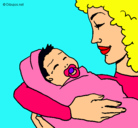 Dibujo Madre con su bebe II pintado por MariaMorillo