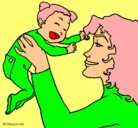 Dibujo Madre con su bebe pintado por AGUSTIN