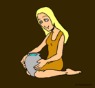 Dibujo Mujer y jarrón pintado por mariaisabel