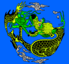 Dibujo Dragón en bola pintado por ivettina