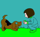 Dibujo Niña y perro jugando pintado por bonito
