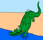 Dibujo Aligátor entrando al agua pintado por jorgeluis