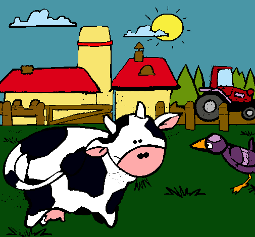 Vaca en la granja