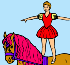 Dibujo Trapecista encima de caballo pintado por conchita