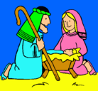 Dibujo Adoran al niño Jesús pintado por lucia