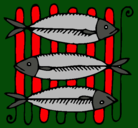 Dibujo Pescado a la brasa pintado por maurelis