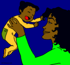 Dibujo Madre con su bebe pintado por isabel