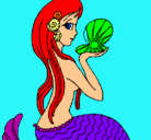 Dibujo Sirena y perla pintado por ariel