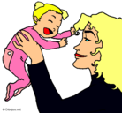 Dibujo Madre con su bebe pintado por fefo