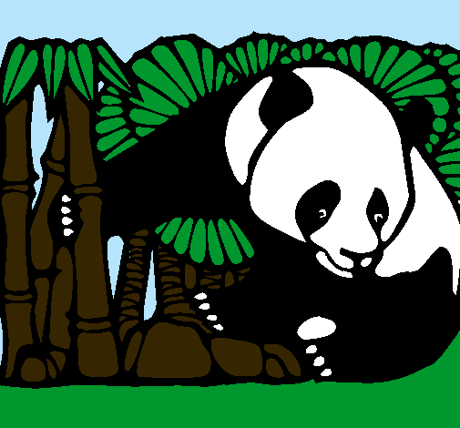 Oso panda y bambú