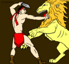 Dibujo Gladiador contra león pintado por gerardotorresramirez