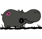 Dibujo Hipopótamo con flores pintado por hippo