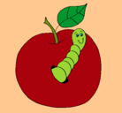 Dibujo Manzana con gusano pintado por ESTHER