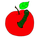 Dibujo Manzana con gusano pintado por ADRI