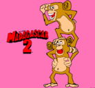 Dibujo Madagascar 2 Manson y Phil pintado por raquel