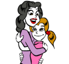 Dibujo Madre e hija abrazadas pintado por iris