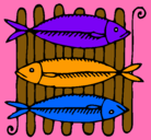 Dibujo Pescado a la brasa pintado por pescadin