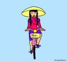 Dibujo China en bicicleta pintado por andrealinares
