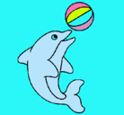 Dibujo Delfín jugando con una pelota pintado por kat