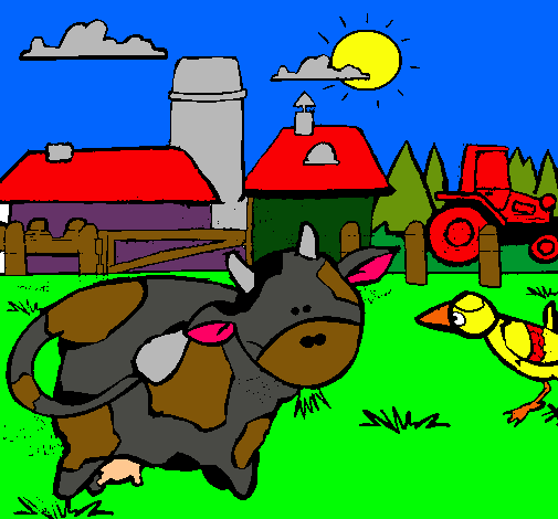 Vaca en la granja