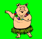 Dibujo Cerdo hawaiano pintado por julio