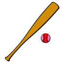 Dibujo Bate y bola de béisbol pintado por rosa