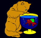 Dibujo Gato mirando al pez pintado por nicole