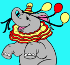 Dibujo Elefante con 3 globos pintado por BUFLO