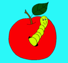 Dibujo Manzana con gusano pintado por OSCARESTEBAN