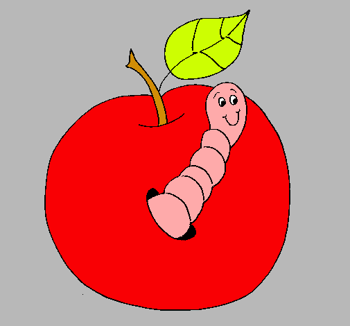 Manzana con gusano