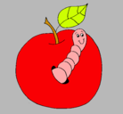 Dibujo Manzana con gusano pintado por karendanielaricorojas