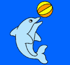 Dibujo Delfín jugando con una pelota pintado por marialourdes