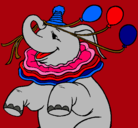 Dibujo Elefante con 3 globos pintado por juancar